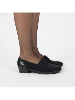 𝅺AMALFI by Rangoni Black Low Heel Leather and Elastic Comfort Loafers Sz 7.5
